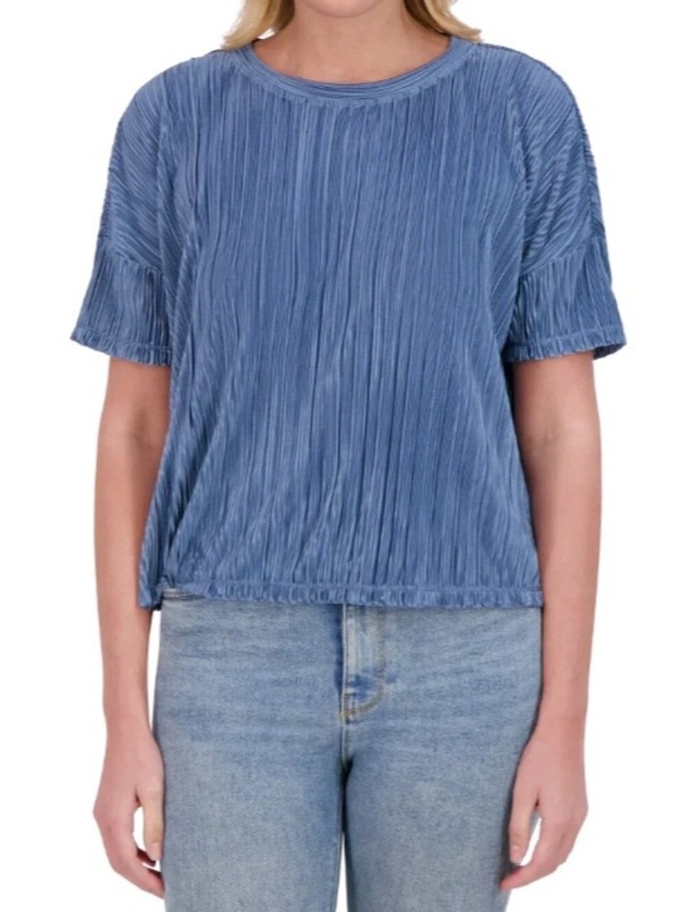 Andrew Marc Plisse Women's Boxy Fit Blouse,